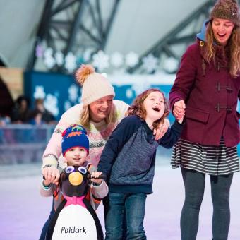 Family ice skating